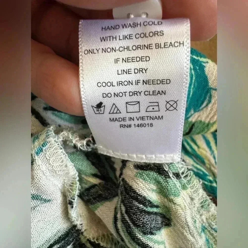 Lost & Wander Seascape Cover Up Dress Shirt Dress Green Tropical Print Size M/L - Picture 11 of 13